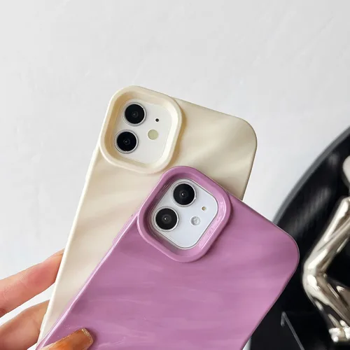 Vista 3 de Caseative Funda para iPhone 11, funda suave con forma de onda rizada con patrón de ondulación de agua (negro) Water Ripple Pattern Curly Wave