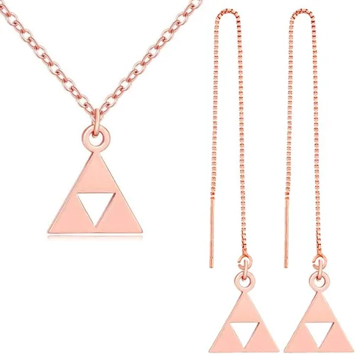 Vista 8 de Collares con colgante de oro de 14K de SENFAI en acero inoxidable con aretes triangulares 1-Anime oro-plus