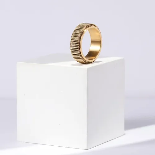 Vista 15 de King Will Anillo de ansiedad giratorio para hombre, color negro, plateado, dorado, 0.315 in, cadena de malla de alambre de acero inoxidable, malla