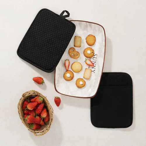 Vista 3 de Kitchen Everyday - Juego de 2 soportes para ollas básicos resistentes al calor, silicona suave, resistente al agua, guantes de horno con bolsillo