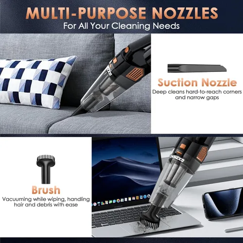 Vista 3 de Gxzsk Handheld Vacuum Cordless, Hand Held Car Vacuum Cleaner, Hand Vacuum Black & Orange