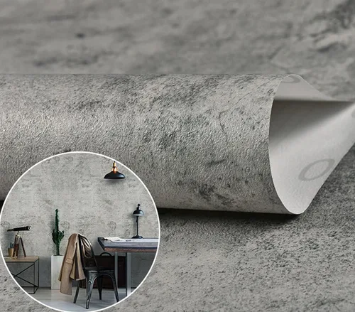 Vista 6 de BURGELIY Papel pintado de hormigón para pared, papel de contacto de cemento, papel tapiz de pared de 16 x 118 pulgadas, vinilo autoadhesivo mate Gris