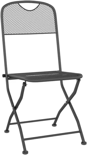 Vista 4 de vidaXL Sillas plegables de malla metálica expandida para patio, color antracita, muebles de estilo industrial para exteriores para patio, jardín