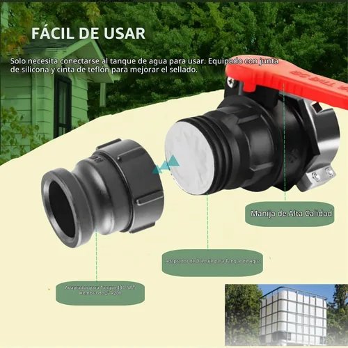 Vista 5 de Adaptador de tanque IBC de 2.95 pulgadas, conector de válvula de bola IBC, adaptador de tanque de agua de rosca gruesa, conector de válvula de bola