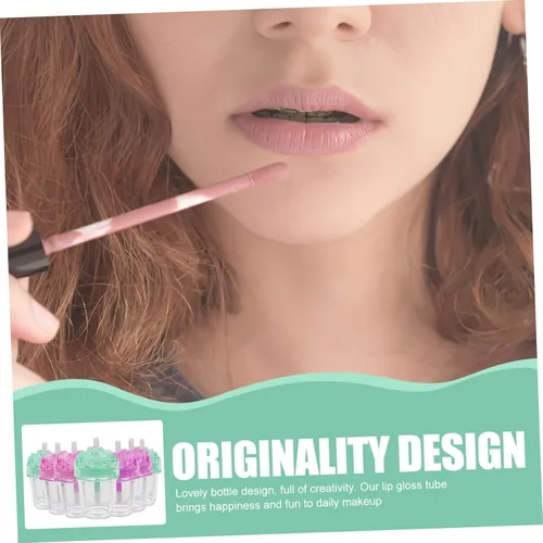 Vista 2 de Mikinona Kit de brillo de labios de bricolaje, tubos vacíos de brillo de labios para hacer bálsamo de bricolaje, recipientes transparentes, varitas