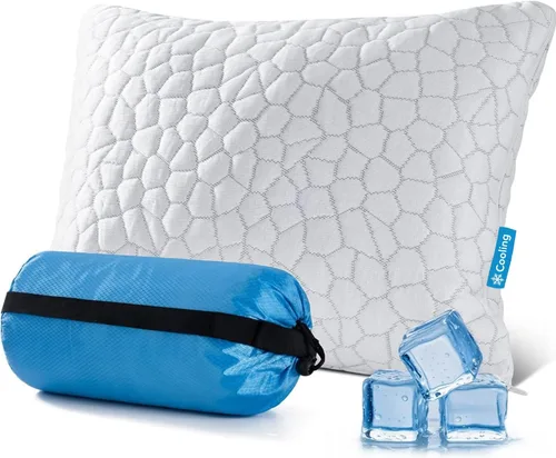 Vista 17 de QUTOOL CertiPUR-US - Juego de 1 almohadas refrescantes mejoradas para dormir, de espuma viscoelástica triturada, tamaño estándar, para personas que
