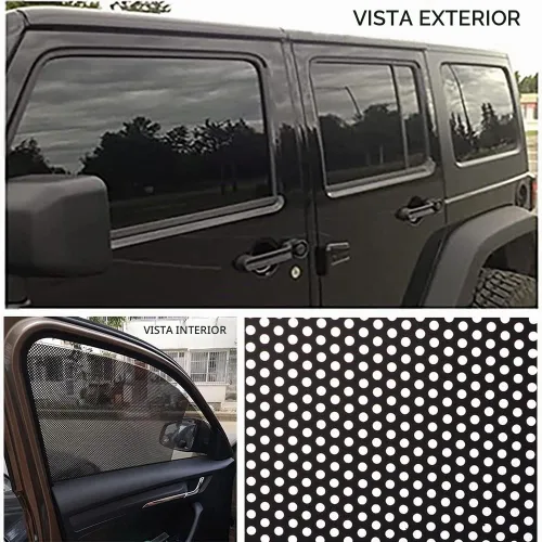 Vista 2 de XhuangTech Película de vinilo perforada para ventana de color negro para evitar golpes de pájaros, película de vinilo negro perforado para ventana