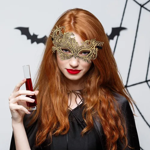 Vista 4 de BOXOB 2 máscaras de mascarada, máscara de encaje y máscara de plástico para mujer para Halloween