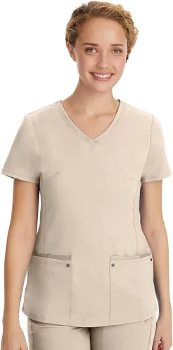 Vista 24 de Healing Hands - Camiseta médica con cuello en V para mujer, suave, elástica Negro
