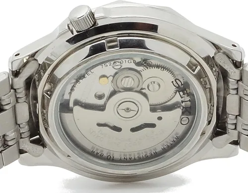 Vista 4 de SEIKO 5 Reloj automático para hombre SNXS79 con esfera negra y pulsera de acero inoxidable plateado, Mecánico,Automático,Reloj automático