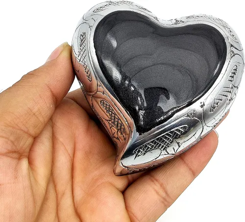Vista 6 de Urna de recuerdo de corazón gris, mini urna de ceniza, pequeña urna de cremación hecha a mano para cenizas, homenaje a tu ser querido, perfecta