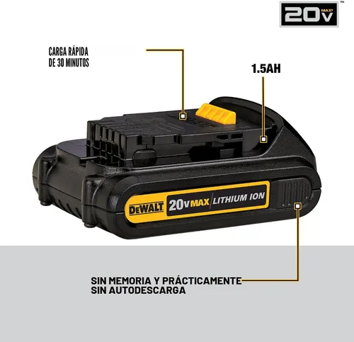 Vista 2 de DEWALT DCB201 Batería compacta de iones de litio, 1.5 A 20 V