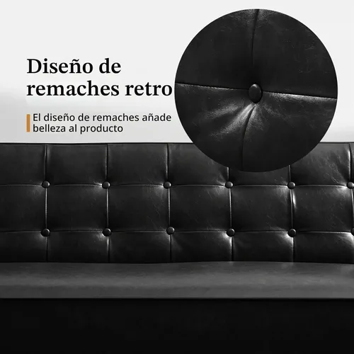 Vista 4 de Sofá de piel sintética, moderno sofá de mediados de siglo con espuma viscoelástica, cómodo sofá de 3 plazas para espacios pequeños, sala de estar