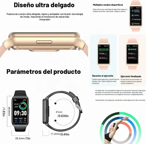 Vista 4 de ZPIMY AMOLED - Reloj inteligente de 1.47 pulgadas para mujer, reloj inteligente para hombre, rastreador de actividad física para iPhone Android Negro