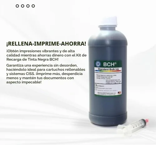 Vista 3 de BCH - Kit de recarga de tinta negra para impresoras de inyección de tinta Epson compatibles, 16.9 fl oz (16.9 fl oz), botella de repuesto de alto