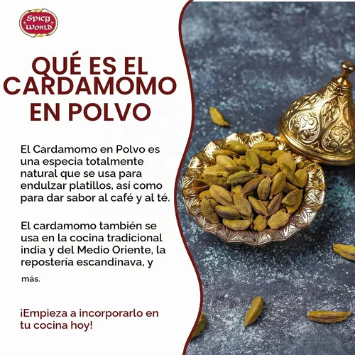 Vista 4 de Spicy World Polvo de cardamomo molido (cardamomo) bolsa de 3.5 onzas