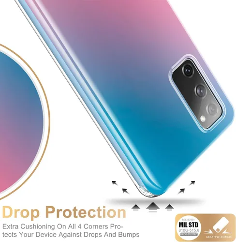 Vista 4 de Esdot Funda compatible con Samsung Galaxy S20 FE con protector de pantalla integrado, con diseño de moda azul y rosa para mujeres y niñas, funda