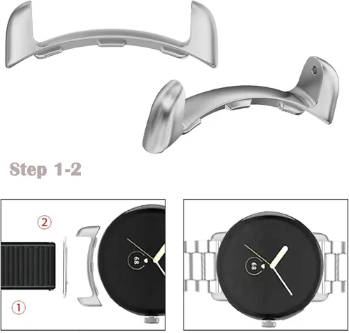 Vista 4 de Miimall Compatible con Google Pixel Watch 2Adapter, adaptador de conexión de metal en forma de arco de 0.787 pulgadas para accesorios de Google