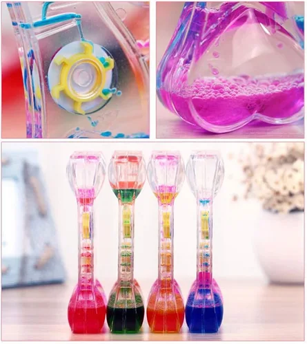 Vista 5 de MG554zy0 Doble Corazón Líquido Movimiento Burbuja de Goteo Aceite de Arena Reloj Temporizador Reloj de Juguete para Niños Regalo Doble Corazón