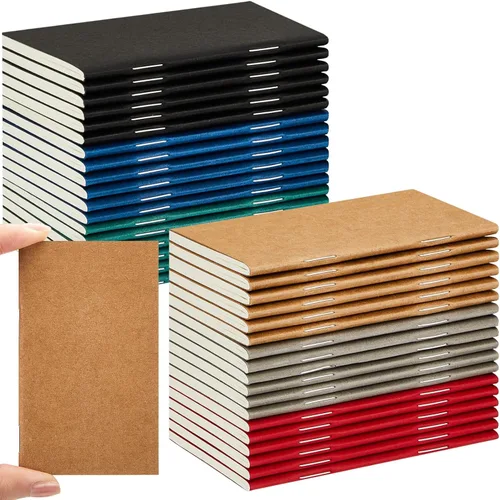 Vista 18 de Outus 36 piezas de mini cuadernos de bolsillo 2.5" x 4" de papel kraft, bloc de notas mini, cubierta blanda en masa, cuaderno de notas de bolsillo
