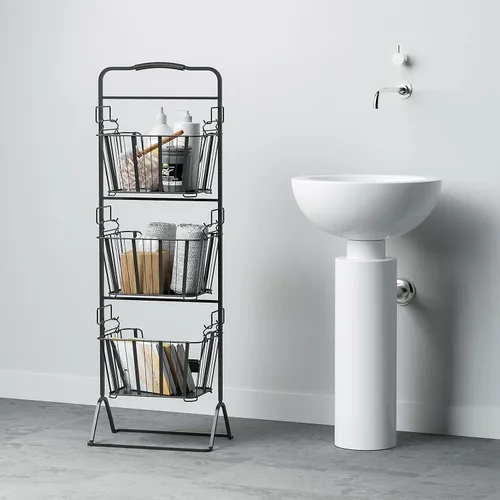 Vista 10 de oceanstar Soporte de cesta de almacenamiento de alambre de metal de 3 niveles con cestas extraíbles - Negro
