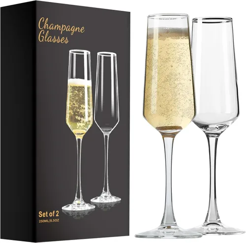 Vista 8 de PARACITY Mr and Mrs - Juego de 2 copas de champán para novia y novio, regalos de despedida de soltera, regalo de compromiso, 8.5 onzas Set of 2