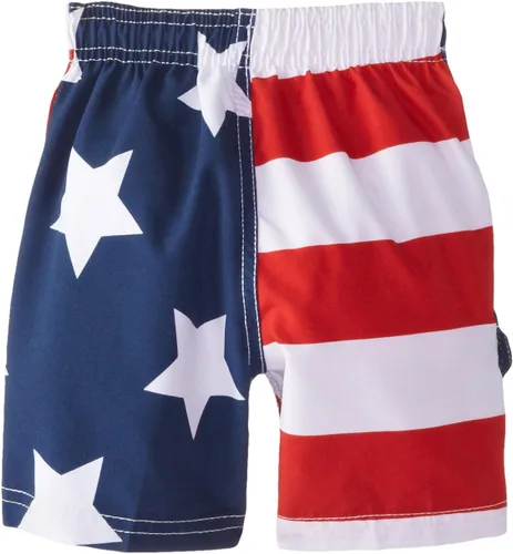 Vista 2 de traje de baño con estampado de la bandera estadounidense para niño