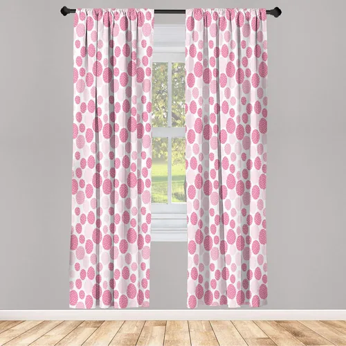 Vista 48 de Ambesonne - Cortinas amarillas para ventana, arte moderno escandinavo de escena de jardín con flores de tulipán y mariposas bailando, juego de 2