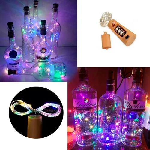 Vista 2 de Combo Pack 3 Guirnaldas de Alambre en Corcho de Botella 30 leds (MULTICOLOR)