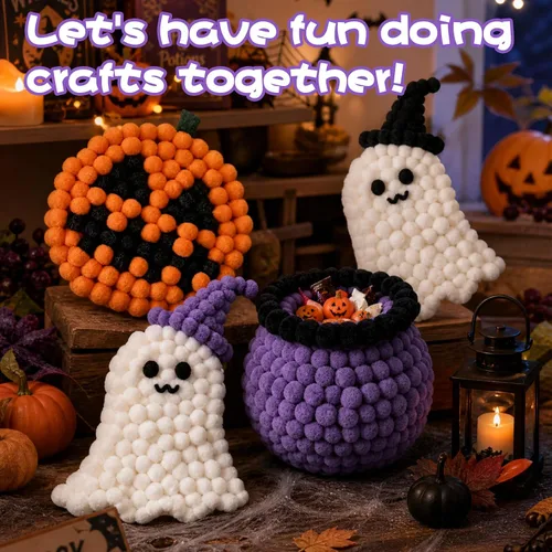 Vista 7 de 1200 pompones de Halloween, pompones de 0.4 pulgadas para manualidades