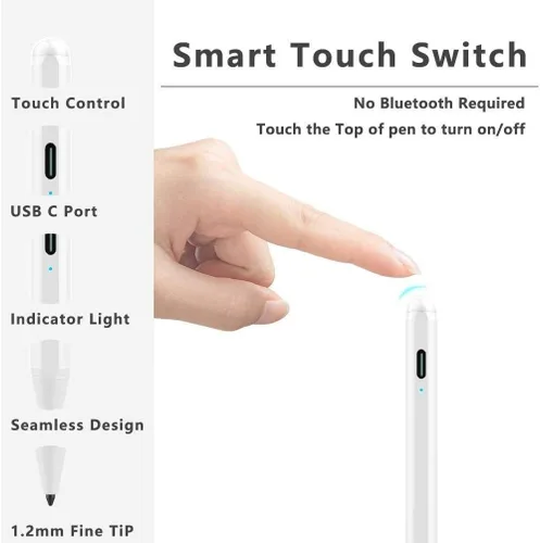 Vista 3 de BoxWave Lápiz óptico activo para iPads - Winter White, lápiz óptico para smartphones y tablets