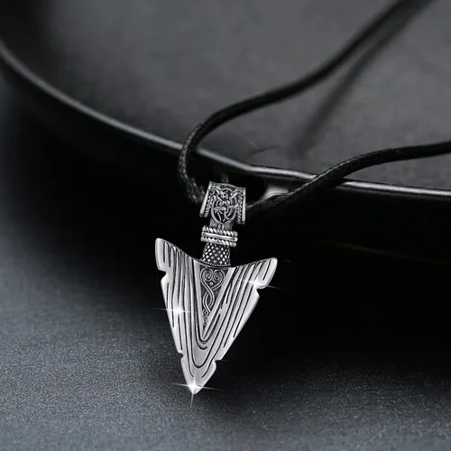 Vista 3 de StoryEtain Collares vikingos con punta de flecha collares geniales de plata de ley S925 para hombres joyería vikinga punk hip hop regalo para amigos
