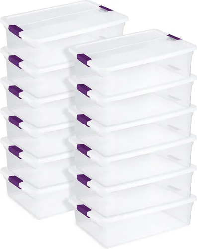 Vista 25 de Sterilite ClearView - Paquete de 4 cajas de cierre ClearView de 60 cuartos de galón, contenedores organizadores con ruedas con tapas de pestillo