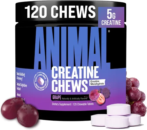 Vista 8 de Animal Gomitas de Creatina – Tabletas masticables mejoradas de monohidrato de creatina con AstraGin y sal marina, máxima absorción pre