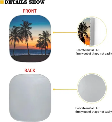 Vista 2 de Parasol para parabrisas de automóvil con estampado de playa tropical, protección universal para proteger el interior del automóvil, bloquea
