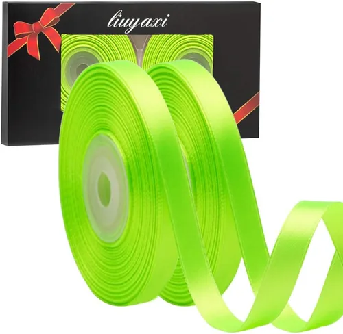 Vista 61 de Cinta de satén verde manzana de doble cara de color sólido de 1/2 pulgada x 25 yardas, cintas perfectas para manualidades, decoración de bodas
