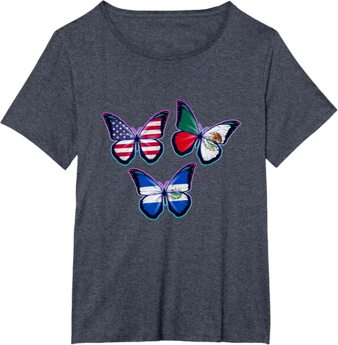 Vista 81 de Multiculti Heritage. Camiseta El Salvador México y Estados Unidos
