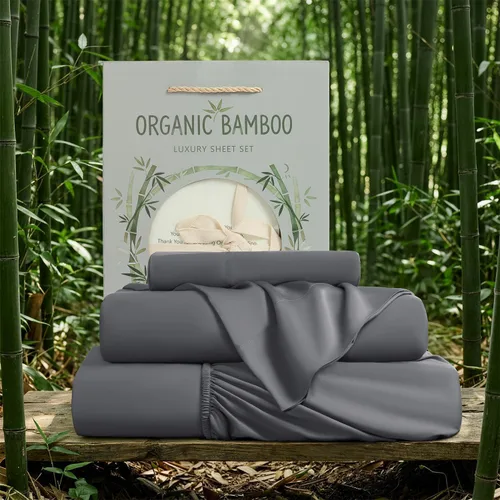 Vista 9 de SONORO KATE Sábanas de bambú 100 % viscosa orgánica derivada de sábanas transpirables y refrescantes para personas que duermen con calor, sábanas