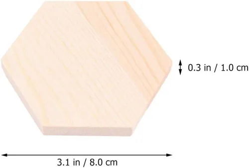 Vista 9 de Tablón en forma de T, 10 bloques de madera de pino hexagonal, decoraciones de bricolaje y tablones de manualidades