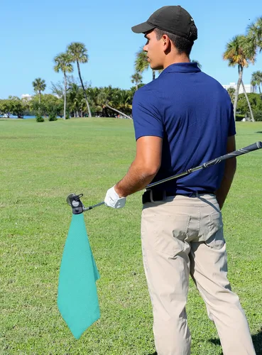 Vista 7 de Toallas de golf magnéticas para bolsas de golf con clip y imán ultra fuerte - Toalla de microfibra con tejido de gofre para sujeción segura