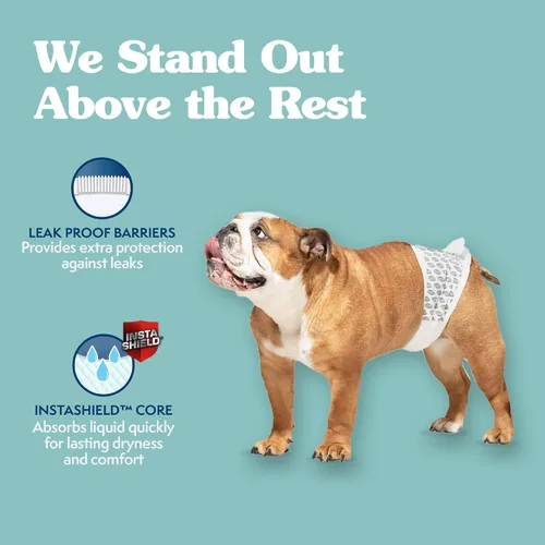 Vista 6 de Simple Solution Pañales Desechables Envolventes para Perros Machos, True Fit, Absorbentes, A Prueba de Fugas con Indicador de Humedad, Pañal
