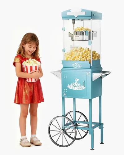 Vista 18 de Máquina de palomitas de maíz de 8 onzas con carro, máquina para hacer maíz con ruedas y hervidor de acero inoxidable que hace hasta 32 tazas