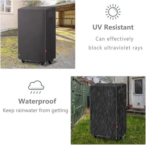 Vista 4 de Funda impermeable para cortacésped, ajuste universal para cortadoras de césped inalámbricas plegables de 20 a 21 pulgadas, protector de Negro
