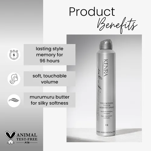 Vista 2 de Kenra Platinum Voluminous Touch Memory Spray 12 Laca corporal para el cabello Memoria Sytle duradera durante 96 horas Volumen suave y táctil