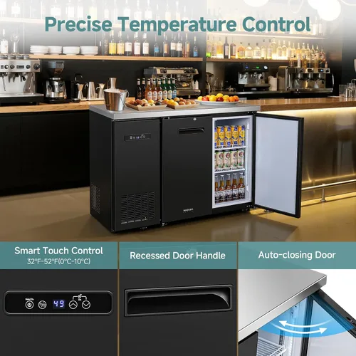 Vista 5 de BODEGA BODEGACOOLER - Enfriador comercial de barra trasera con 2 puertas sólidas, refrigerador de barra de altura de mostrador comercial de 12 pies