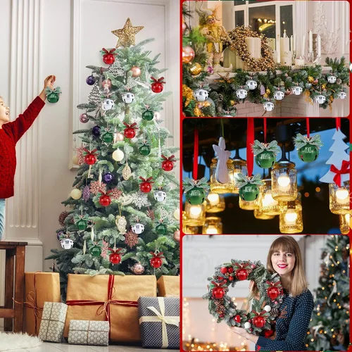 Vista 7 de Aoriher 9 adornos de campanas de Navidad rústicas grandes, color mixto, 3.1