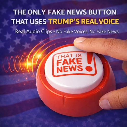 Vista 3 de Botón de noticias falsas de Donald Trump, 11 citas de noticias falsas en voz real, artículo de escritorio de regalo de broma parlante, accesorios