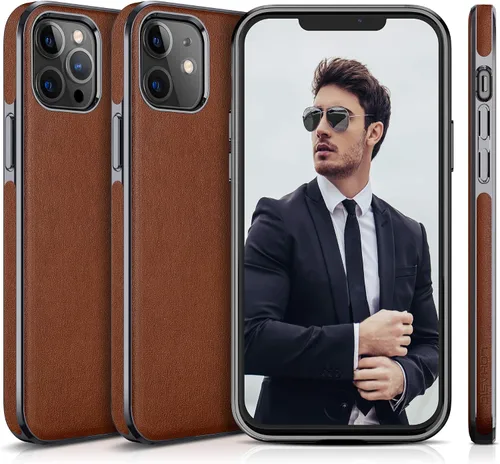 Vista 28 de LOHASIC Funda para iPhone 12 y iPhone 12 Pro - Fundas para teléfono i Phone 12 con borde cromado delgado, fundas de cuero de diseño suave, funda