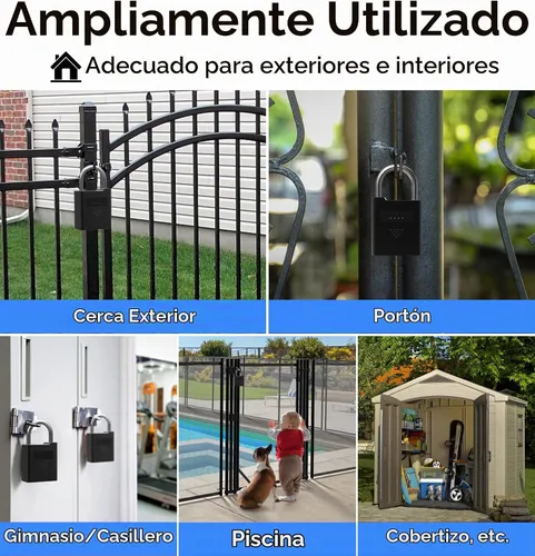 Vista 9 de eLinkSmart Candado de huellas dactilares con llave de respaldo, candado electrónico digital inteligente biométrico resistente a la intemperie