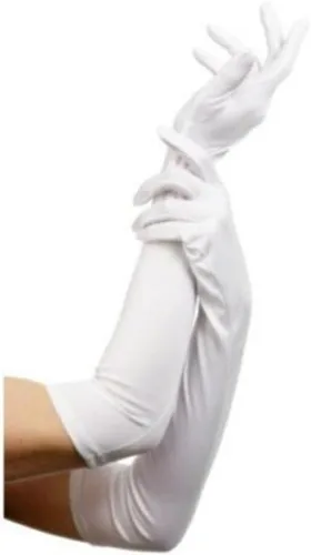 Vista 15 de DreamHigh Manoplas de dedo para mujer de 22 pulgadas sobre el codo, guantes largos de noche negro/blanco